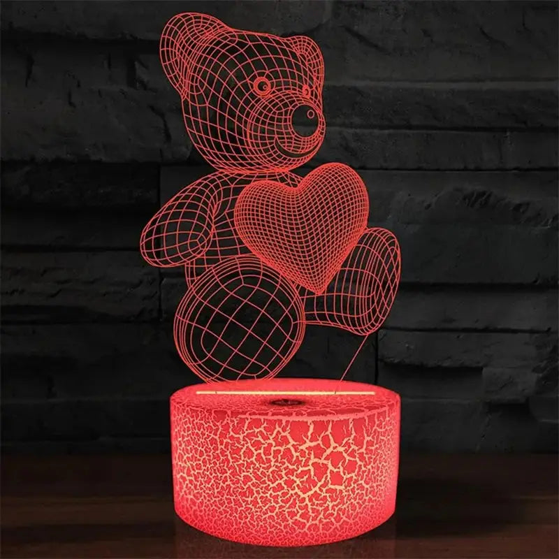 3D Teddy Bear Optical Acrylic Night Light