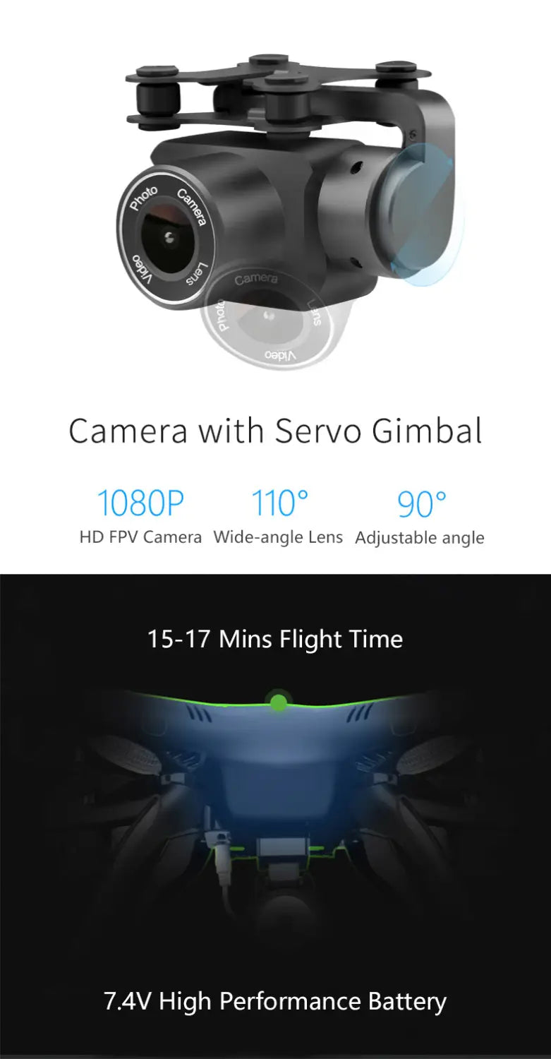 GW168 Remote Control Drone with LED Light and 3D Roll Functions