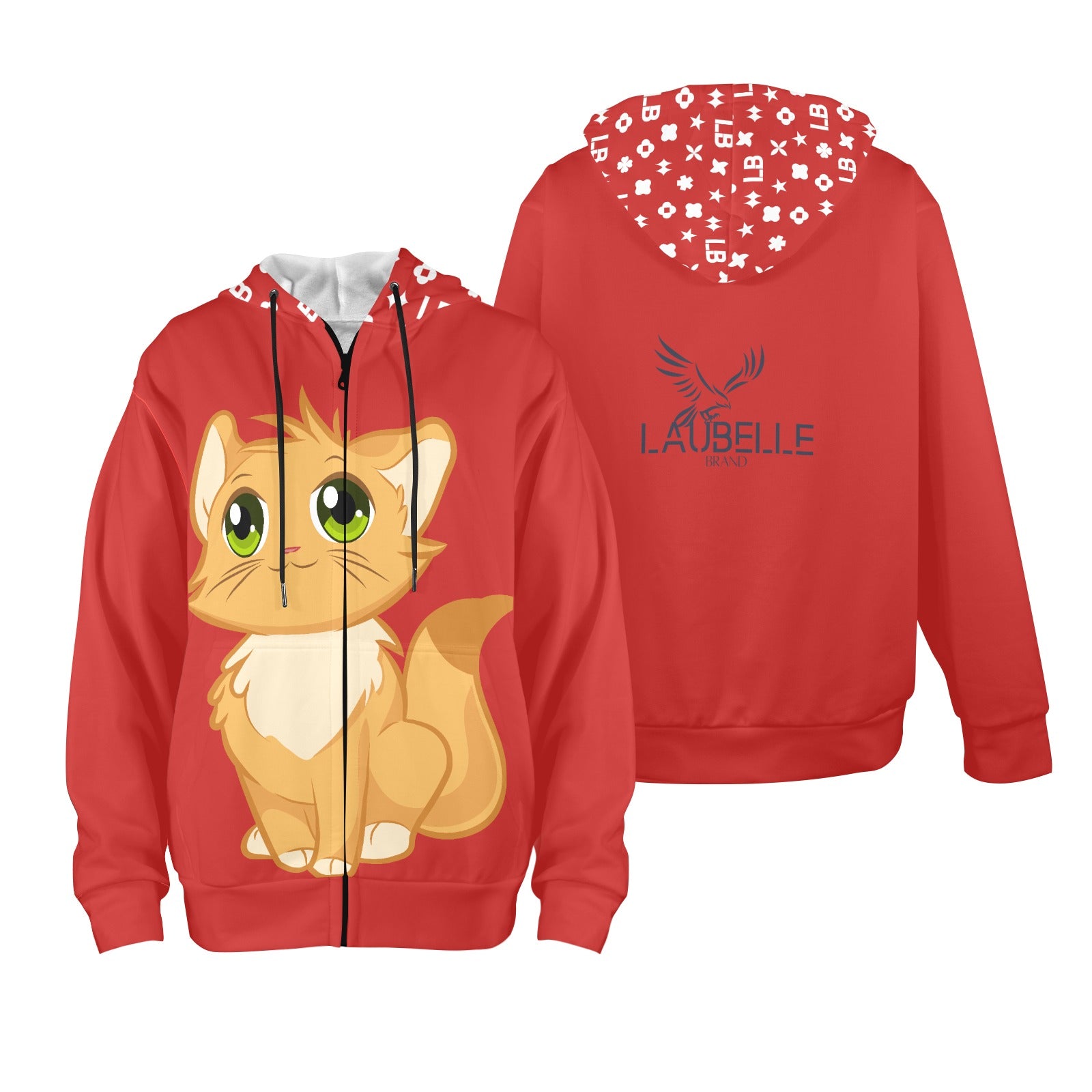 LauBelle - Women's Fleece Full-Zip Hoodie - Red - LauBelle Brand