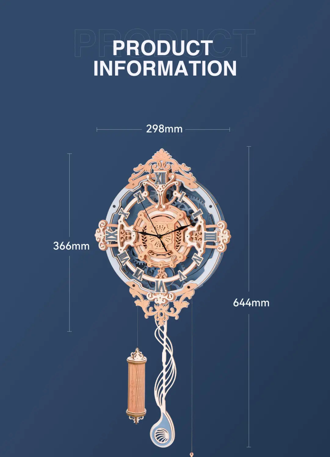 Robotime ROKR Romantic Notes Wall Clock 3D Wooden Puzzle Model