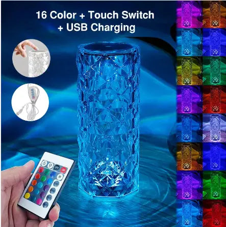 Diamond Style RGB16 Color Touch Night Light with Remote Control