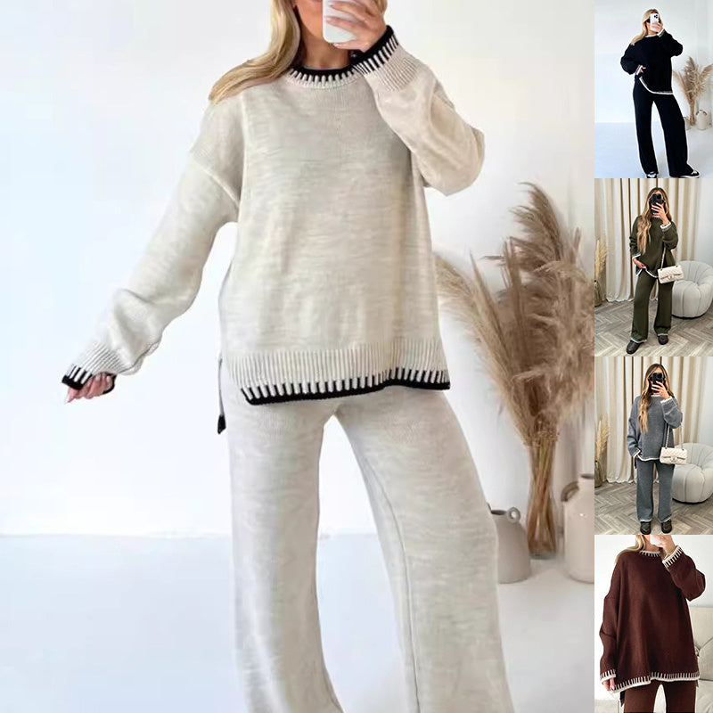ChicSuit: Women's Split Top & Loose Pants Set - LauBelle Brand