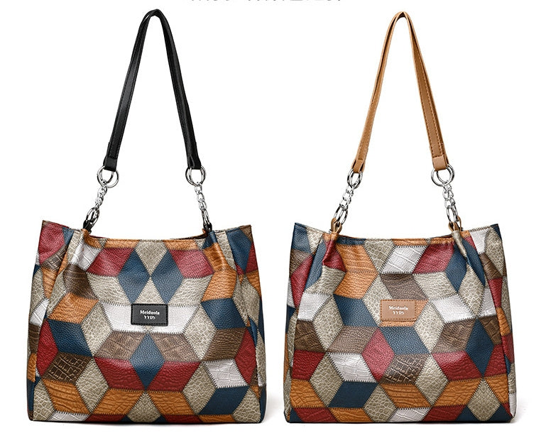 GeoRetro ColorMatch Shoulder Tote - LauBelle Brand