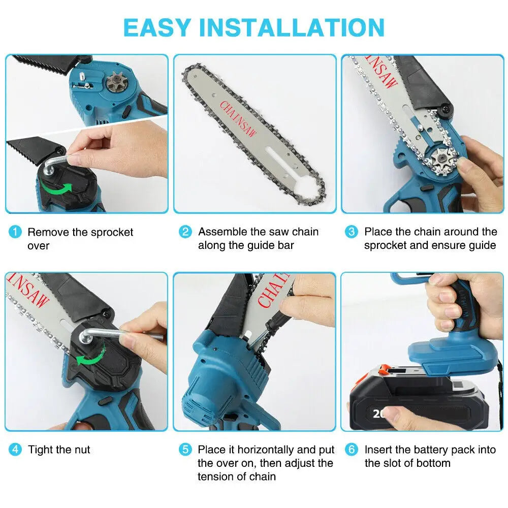 21V Mini Chain Saw Wireless Single Hand Saw for Wood Cutting 4 to 6 Inch W13213683 5
