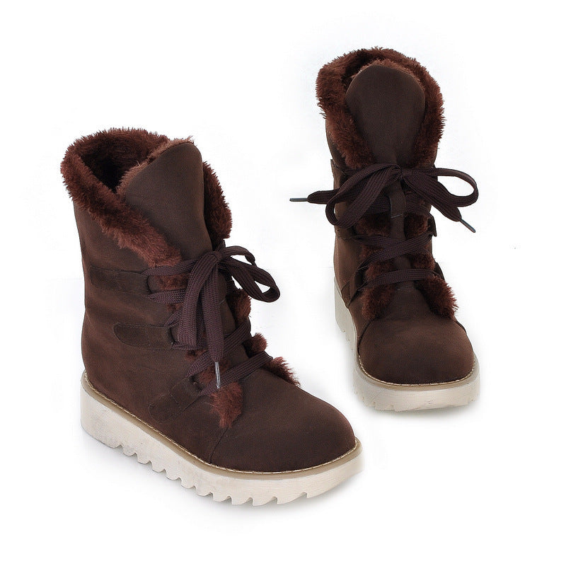 Warm Snow Boots Lace up Ankle Boots - LauBelle