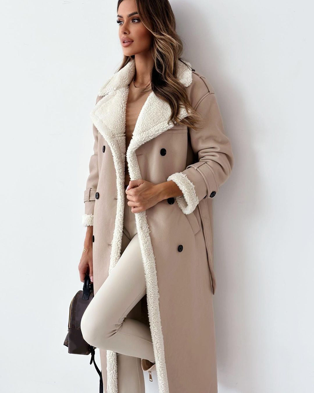 Chic Belted Double-Breasted Winter Trench Coat Women