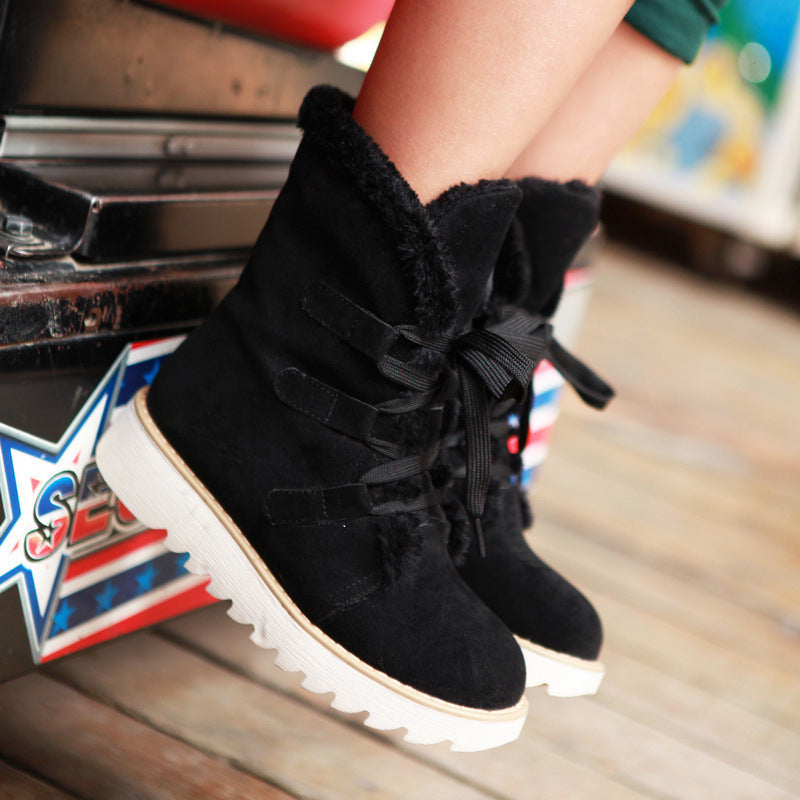 Warm Snow Boots Lace up Ankle Boots - LauBelle