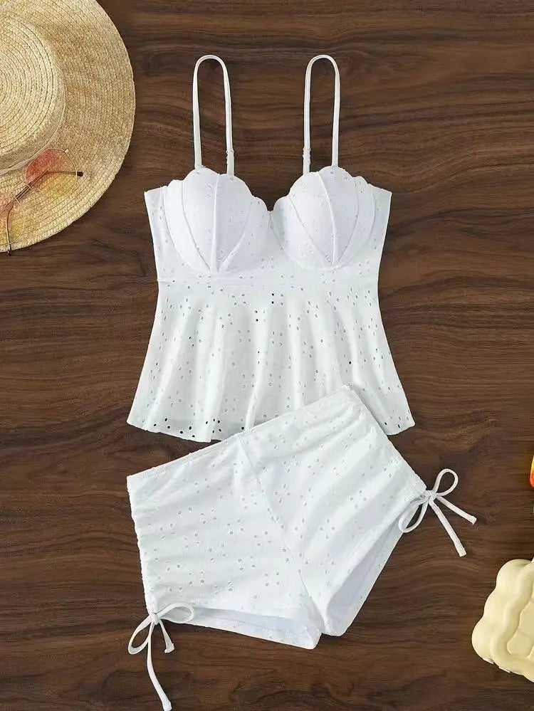 Swimsuit Hollow Shell Hard Bag Solid Color Women’s Bikini
