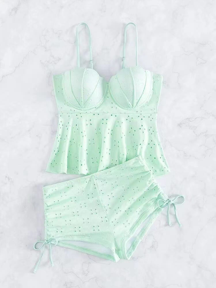 Swimsuit Hollow Shell Hard Bag Solid Color Women’s Bikini