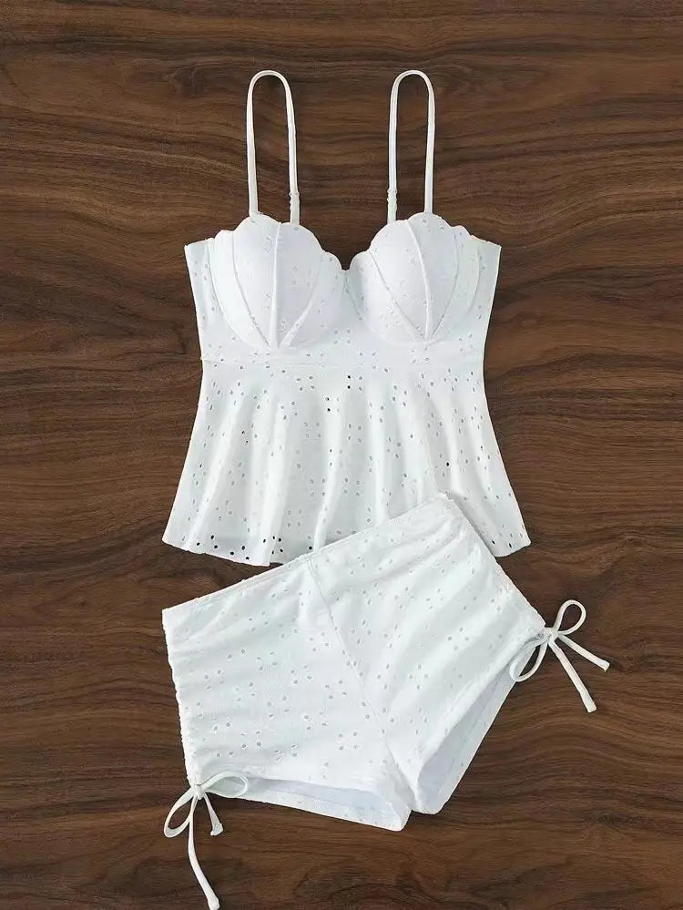 Swimsuit Hollow Shell Hard Bag Solid Color Women’s Bikini