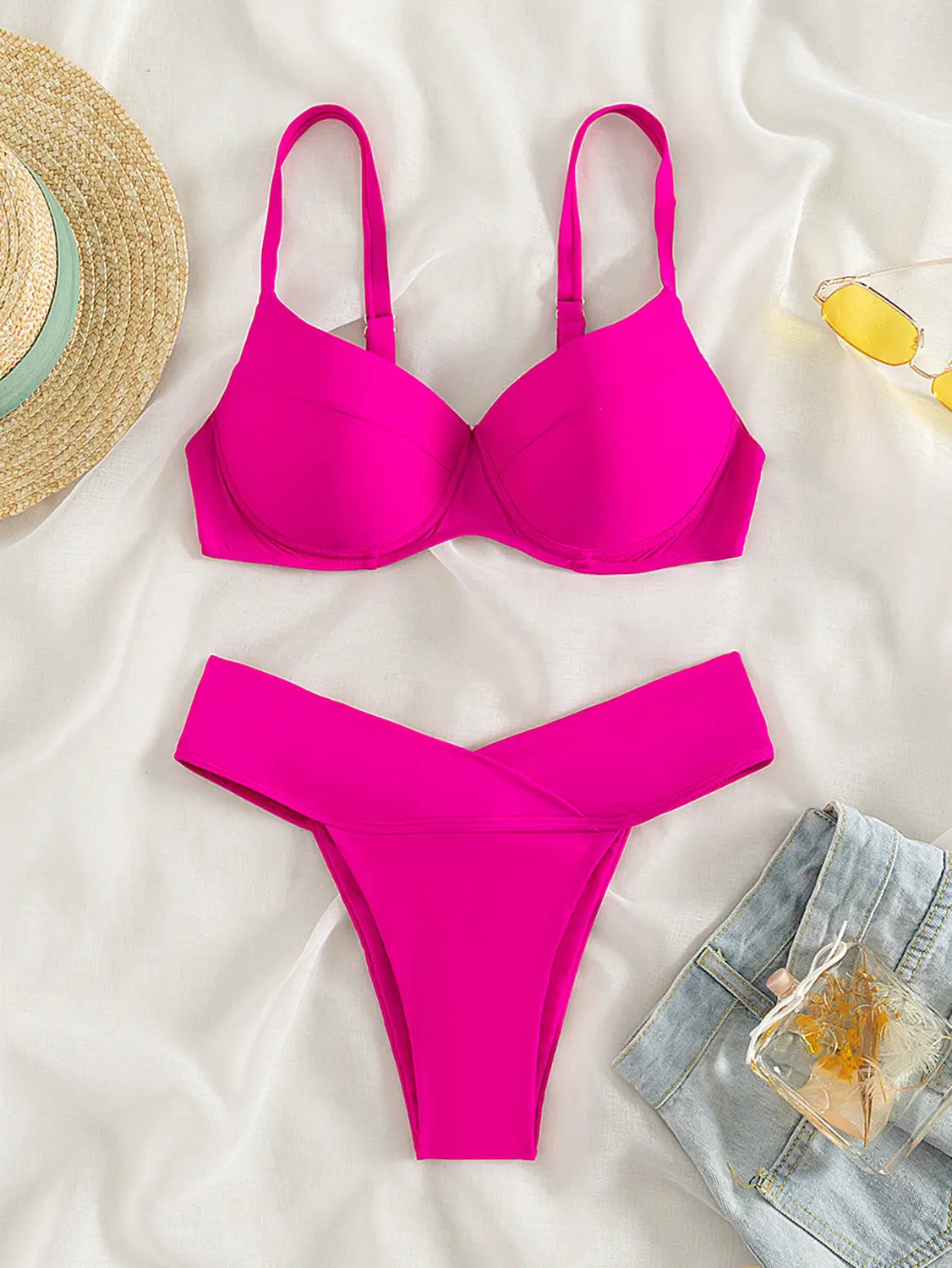 Bikini Solid Color European And American Split Swimsuit