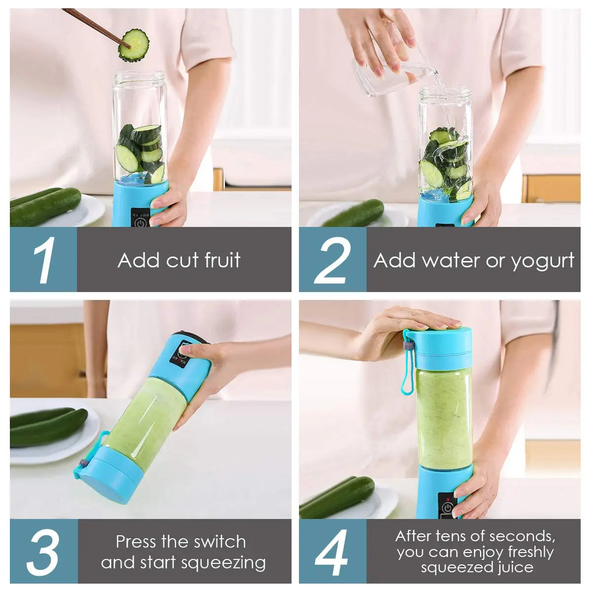 Six 6 Blade Portable Blender for Smoothies and Juices