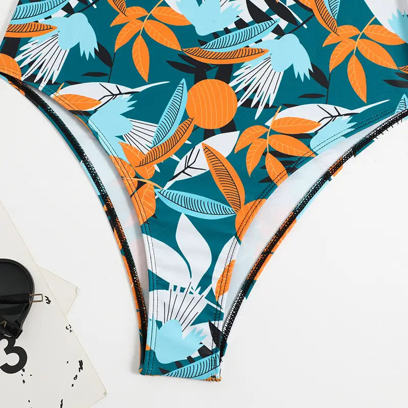Women’s High Waist Polyester Printed One-piece Bikini