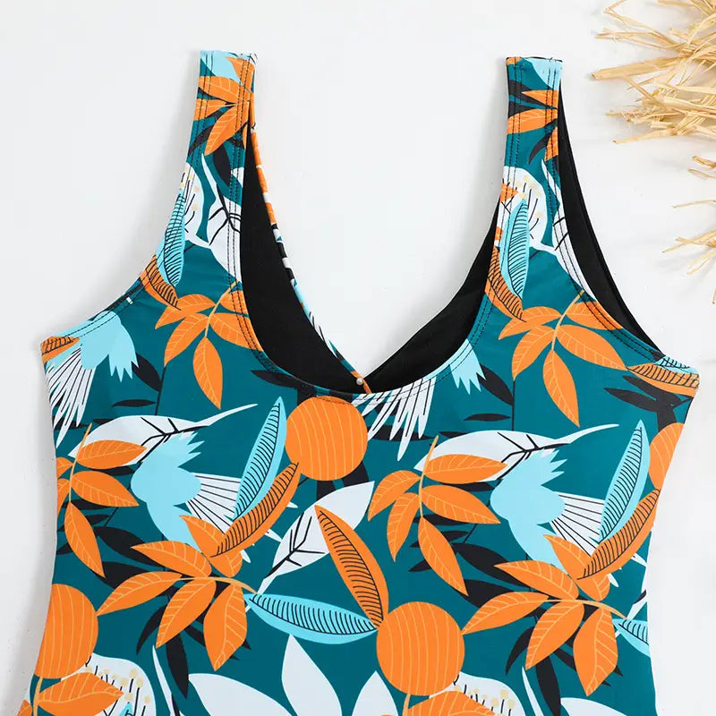 Women’s High Waist Polyester Printed One-piece Bikini