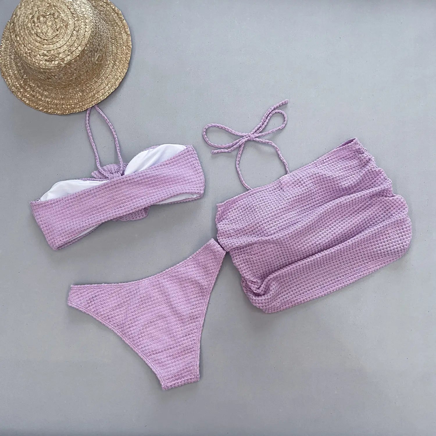 3D Flower Split Women’s Swimsuit Three-piece Bikini