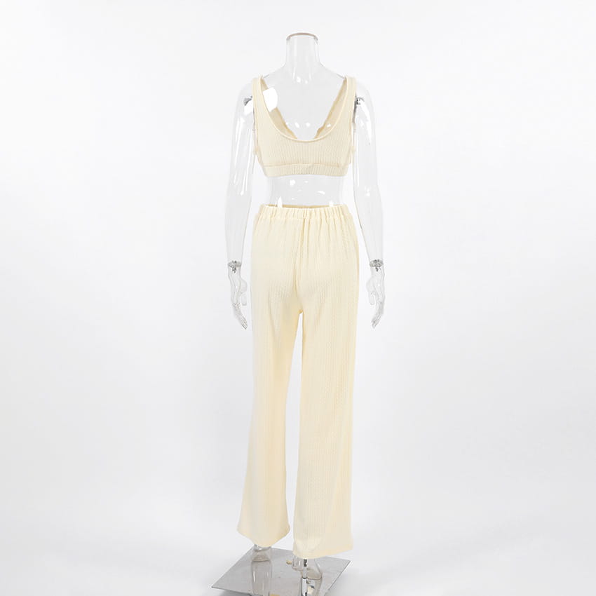 Langarm-Strick-Thermopyjama, lockere Hose, Unterwäsche, dreiteiliges Set