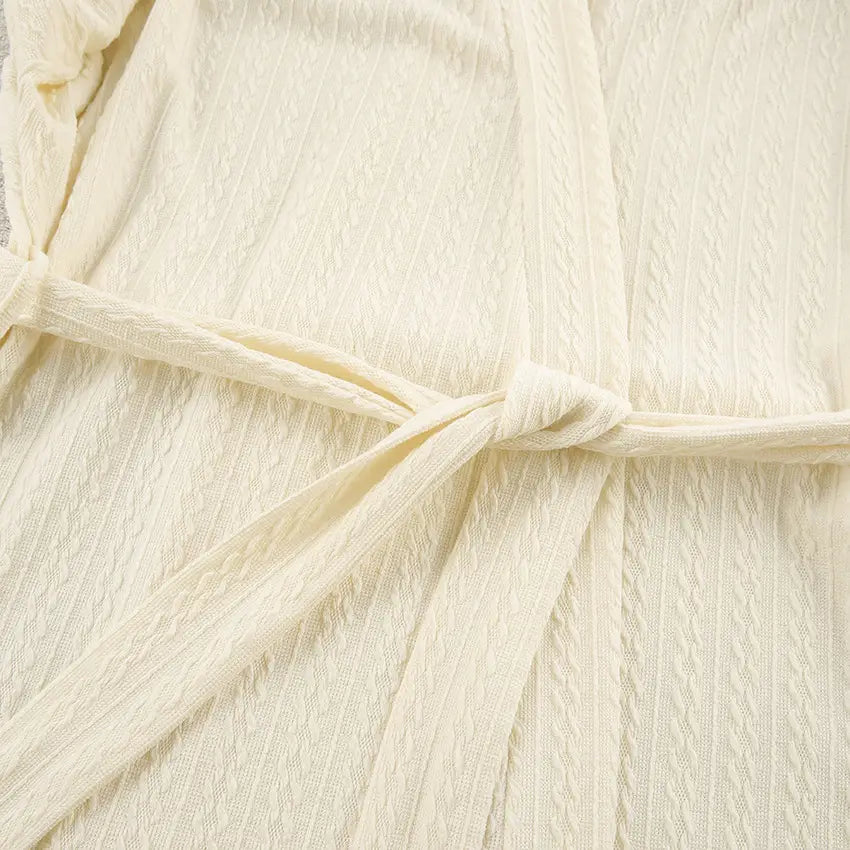 Langarm-Strick-Thermopyjama, lockere Hose, Unterwäsche, dreiteiliges Set