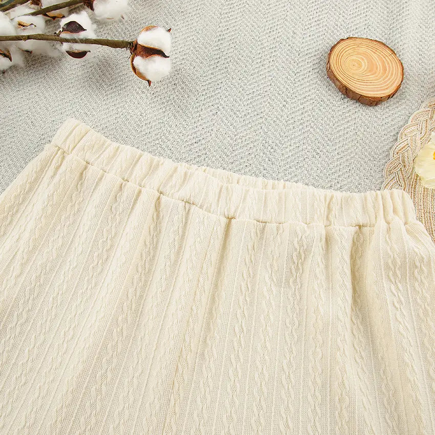 Langarm-Strick-Thermopyjama, lockere Hose, Unterwäsche, dreiteiliges Set