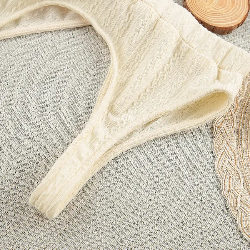 Langarm-Strick-Thermopyjama, lockere Hose, Unterwäsche, dreiteiliges Set