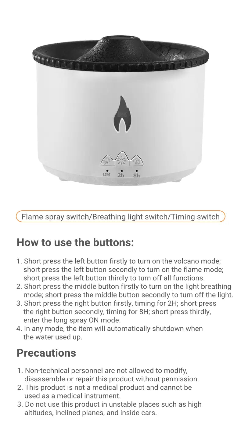 Aromatherapy Humidifier with Flame and Jellyfish Simulation Lighting