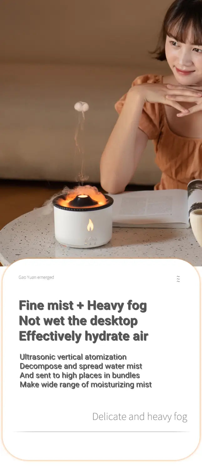 Aromatherapy Humidifier with Flame and Jellyfish Simulation Lighting