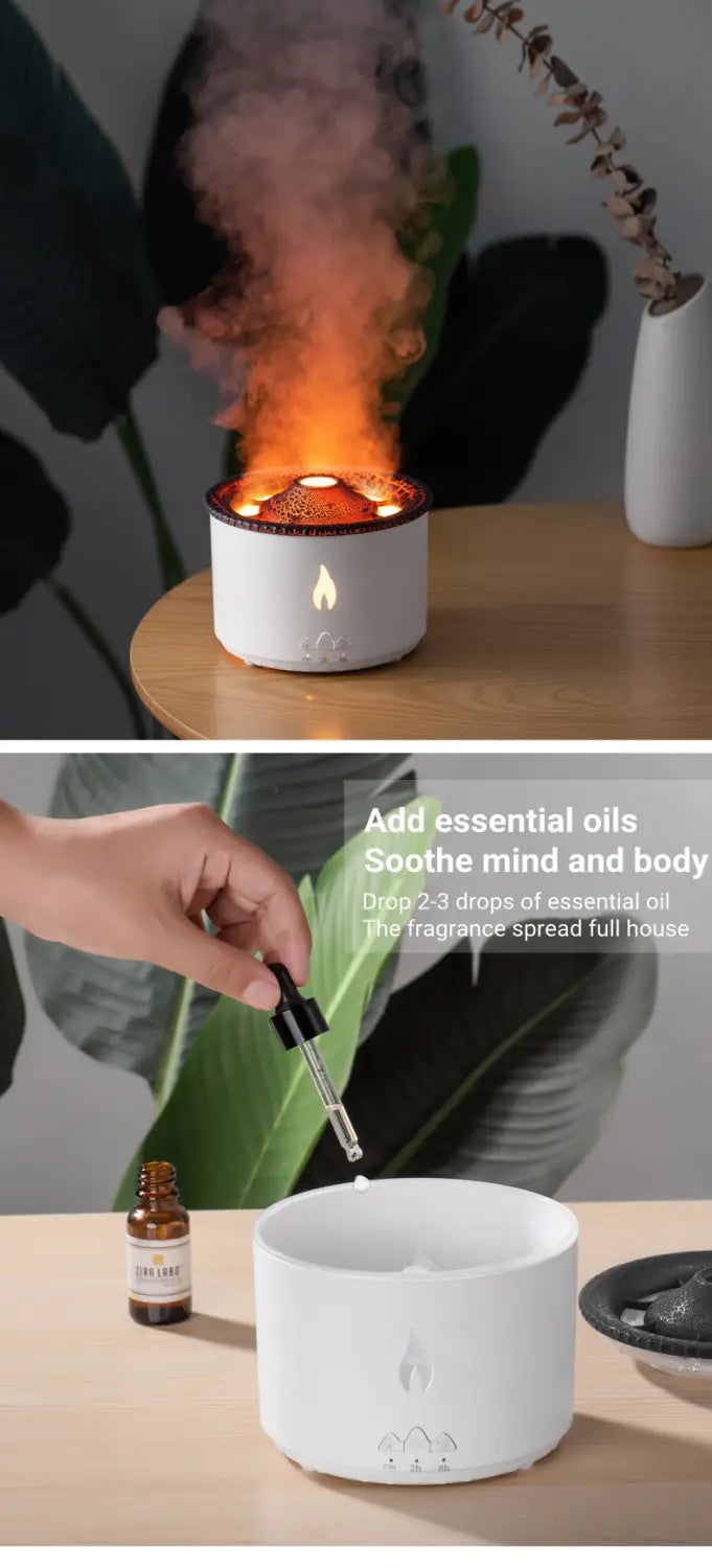 Aromatherapy Humidifier with Flame and Jellyfish Simulation Lighting