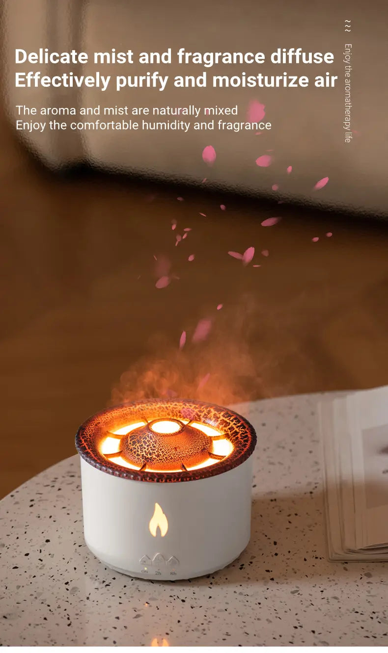 Aromatherapy Humidifier with Flame and Jellyfish Simulation Lighting