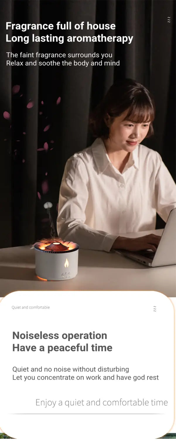 Aromatherapy Humidifier with Flame and Jellyfish Simulation Lighting