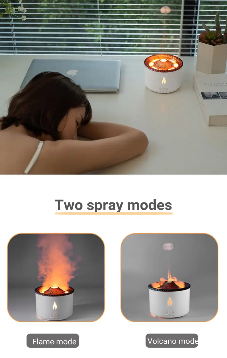 Aromatherapy Humidifier with Flame and Jellyfish Simulation Lighting