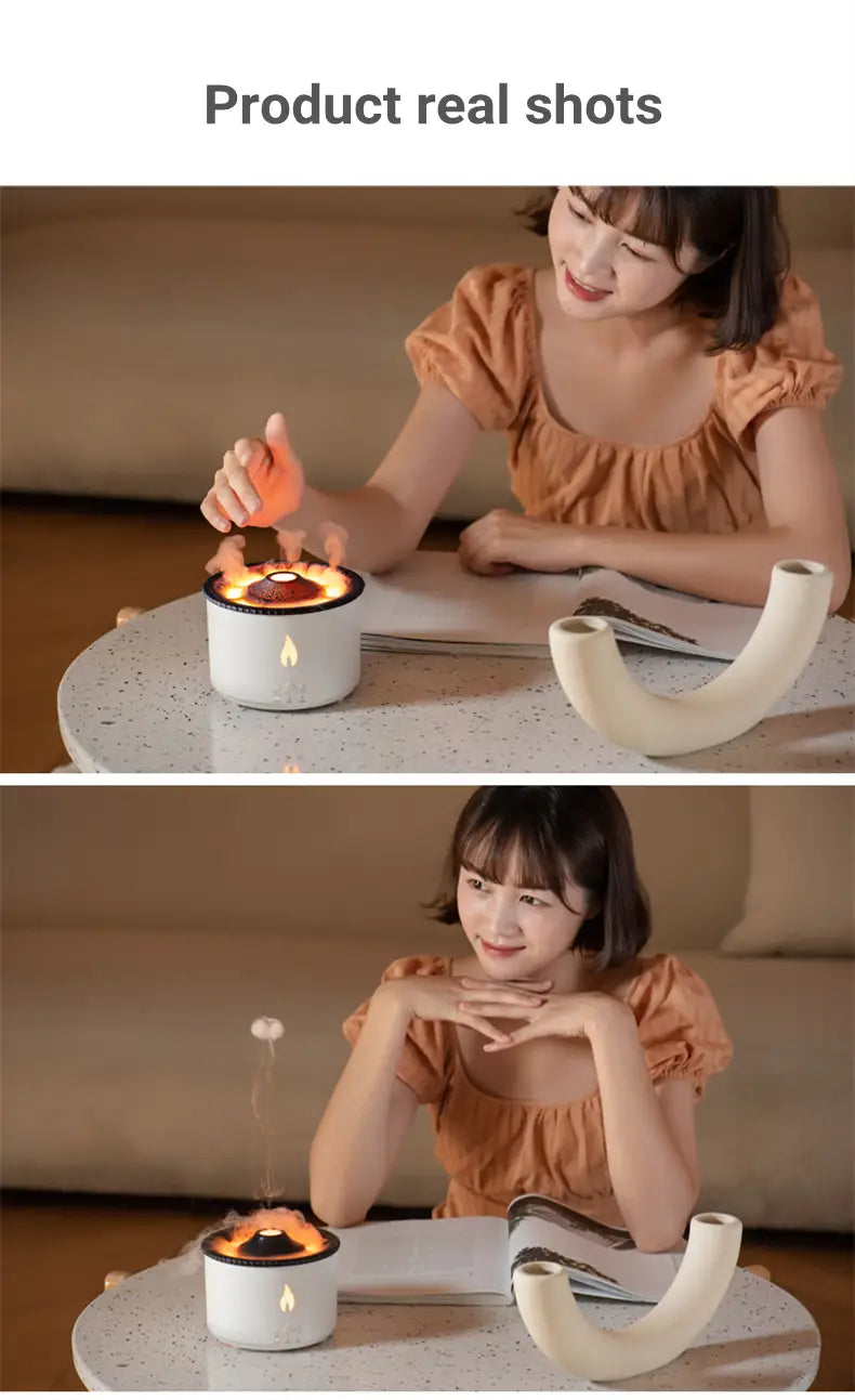 Aromatherapy Humidifier with Flame and Jellyfish Simulation Lighting