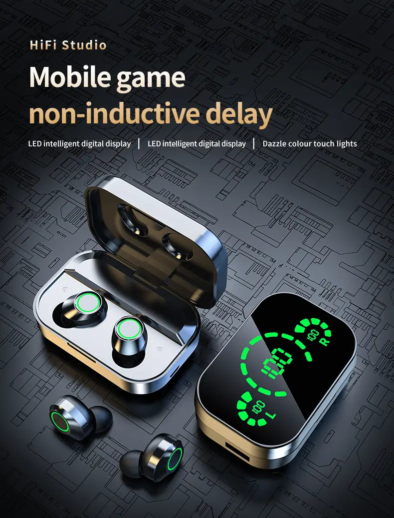 Wireless Earbuds with LED Power Display and Upgraded 5.3 Core Chip