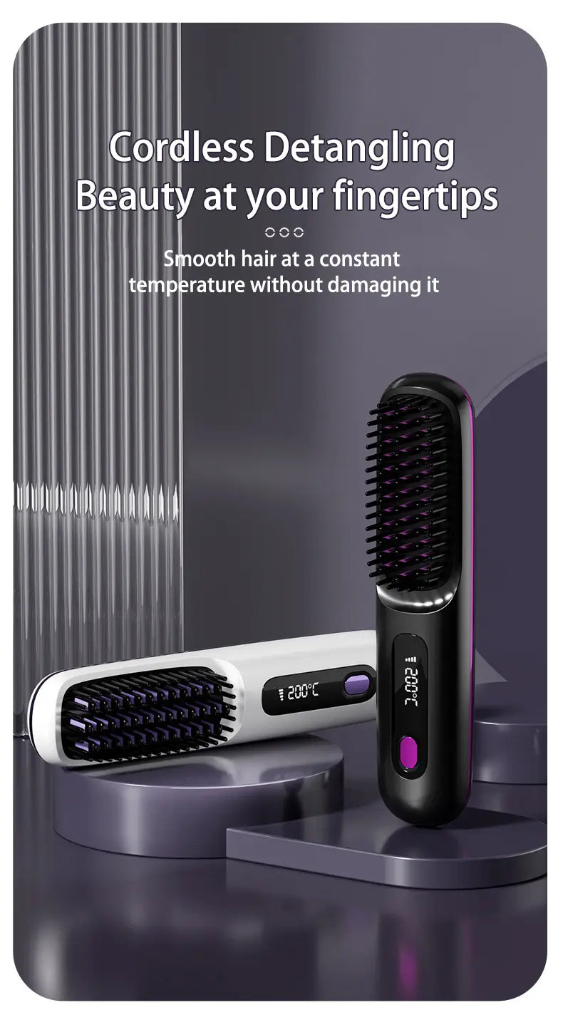 Cordless Hair Straightener Brush with 45 Minute Battery Life