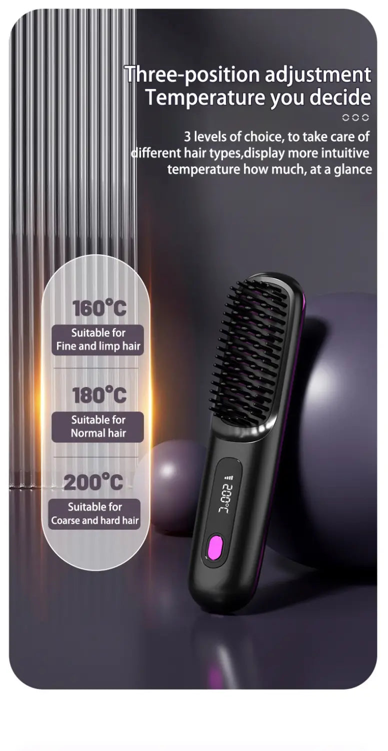 Cordless Hair Straightener Brush with 45 Minute Battery Life
