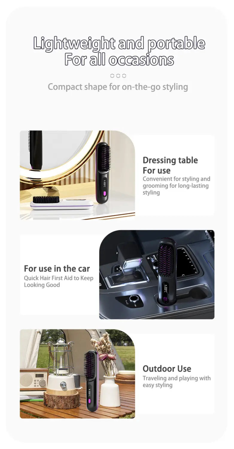 Cordless Hair Straightener Brush with 45 Minute Battery Life