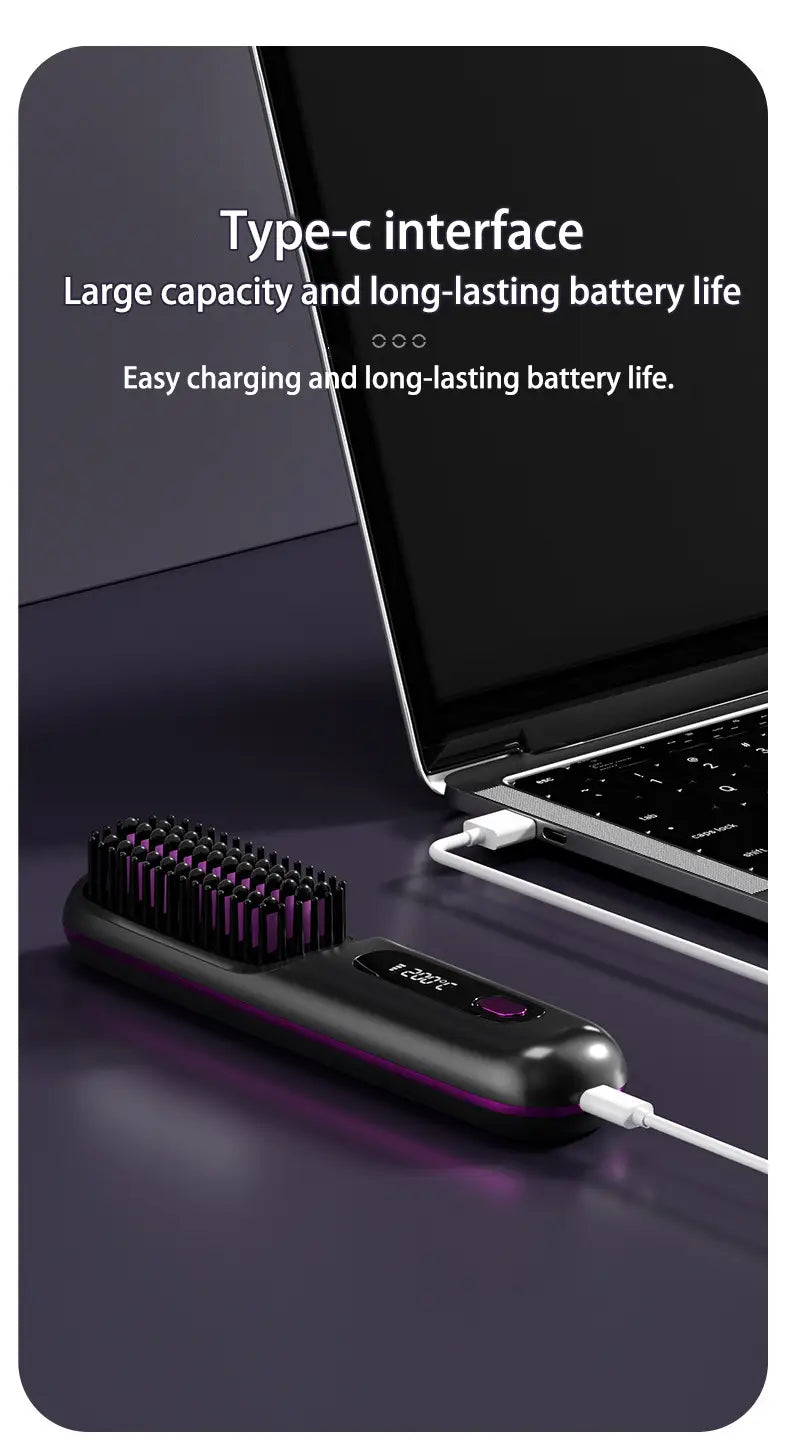 Cordless Hair Straightener Brush with 45 Minute Battery Life