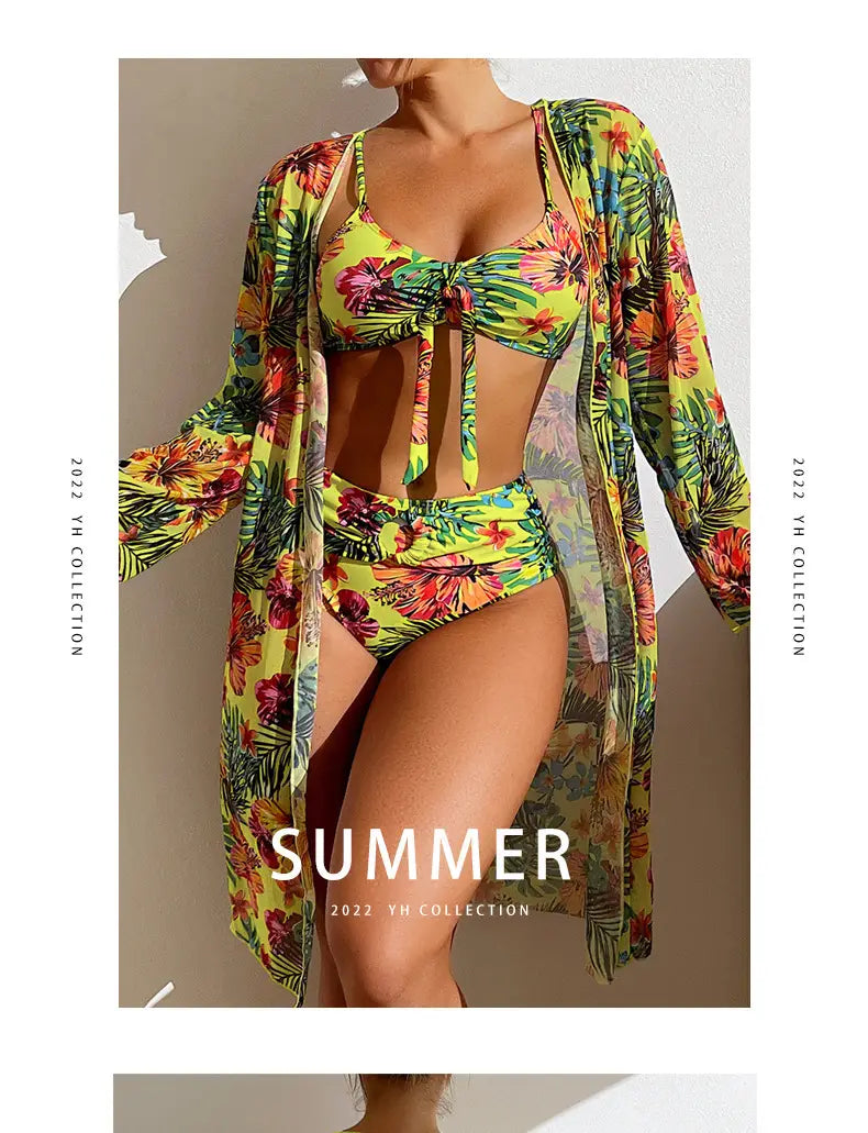 Women’s Long Blouse Split Bikini Plus Size Suit