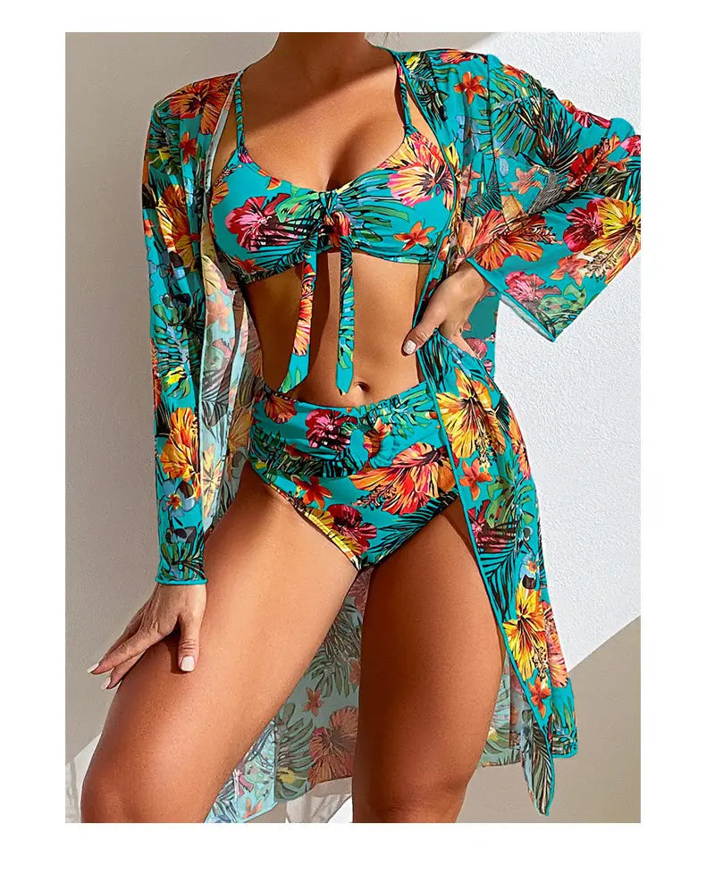 Women’s Long Blouse Split Bikini Plus Size Suit