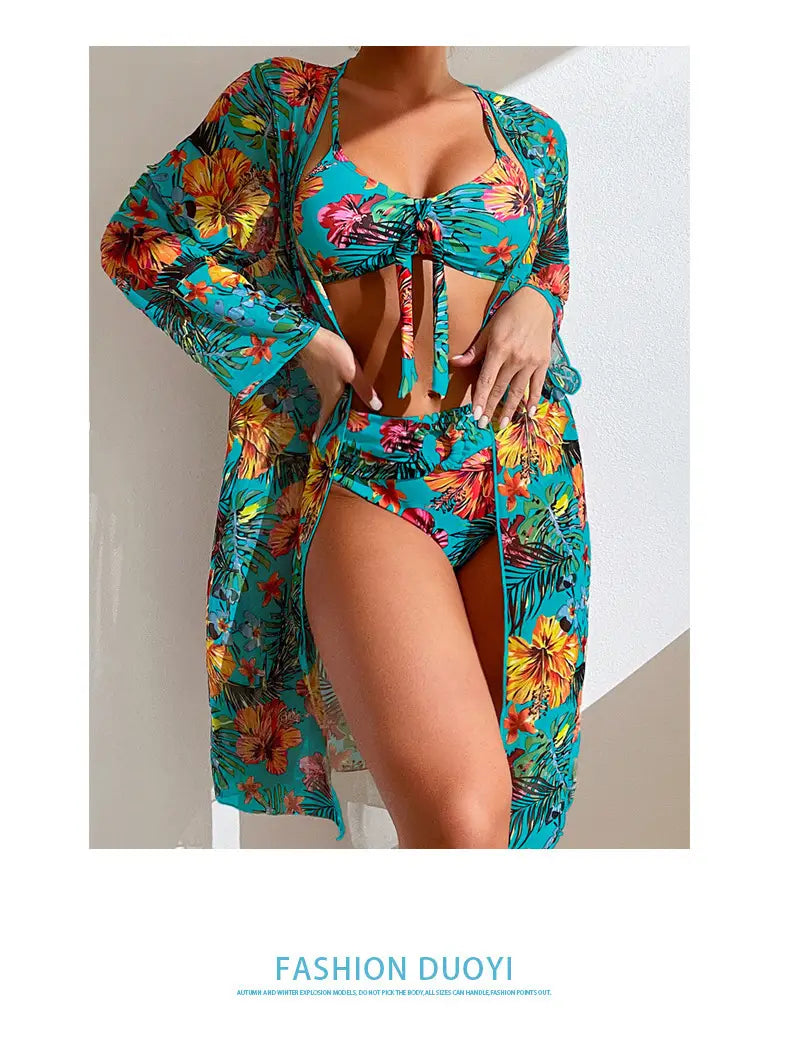 Women’s Long Blouse Split Bikini Plus Size Suit