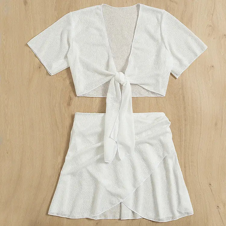 Women’s Solid Color Two-piece Swimsuit Sun-proof Beach Dress