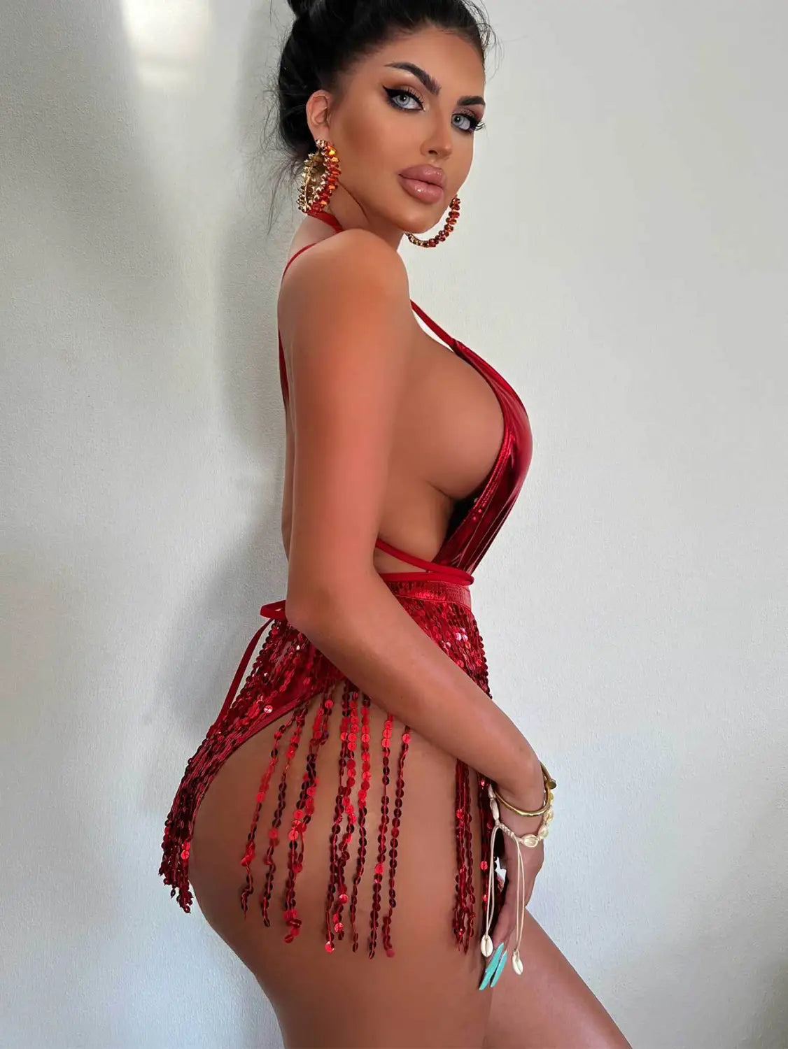 Nightclub Hot Girl Tassel One-piece Swimsuit