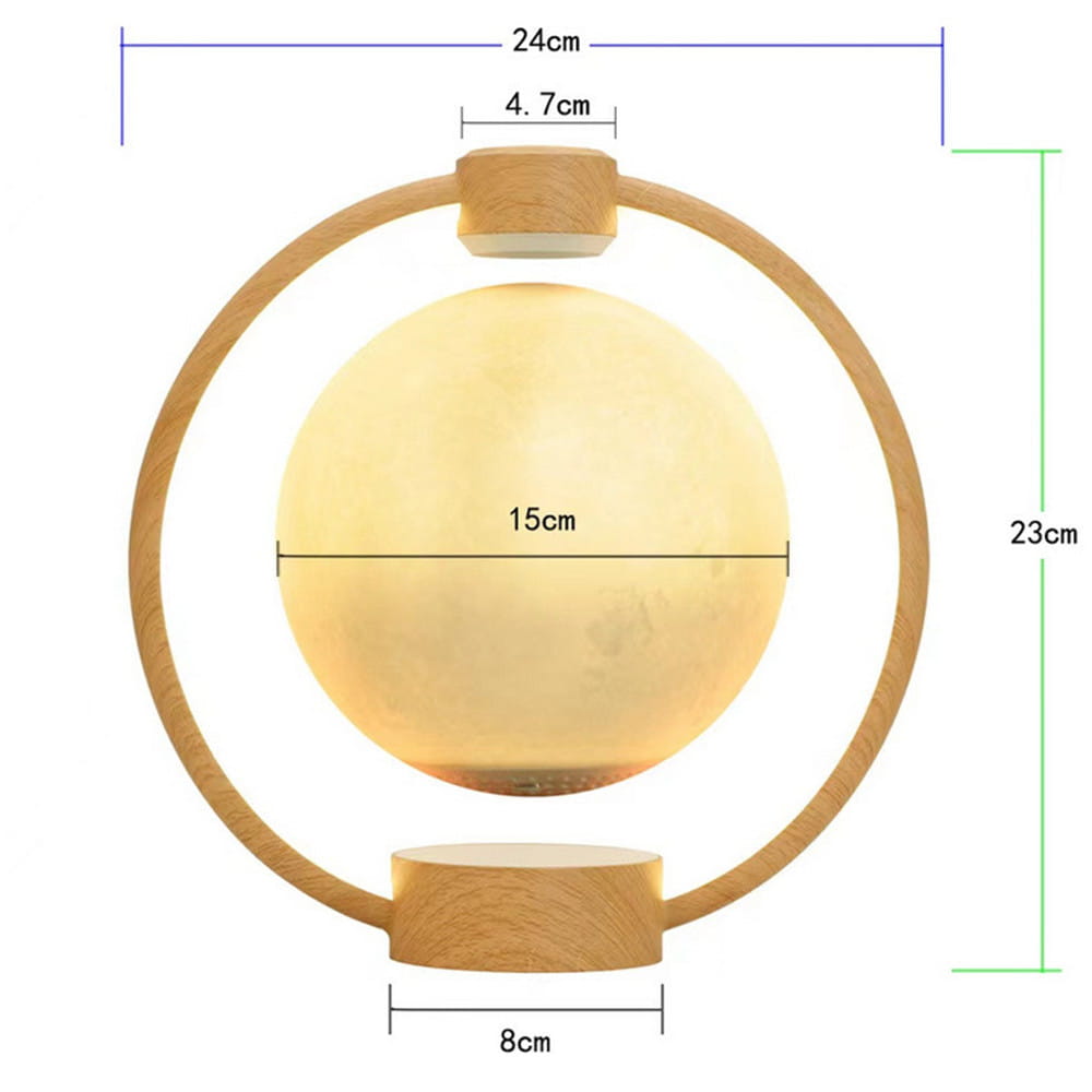 K1 Round Moon Bluetooth Speaker with Wood Grain Base and Suspension
