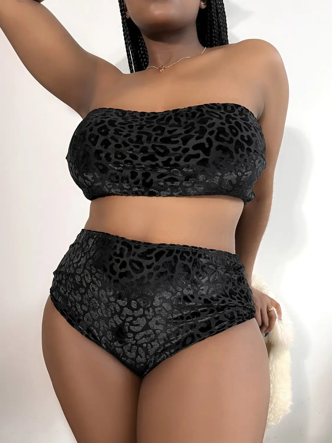 Plus Size Women’s High Waist Split Bikini Swimsuit