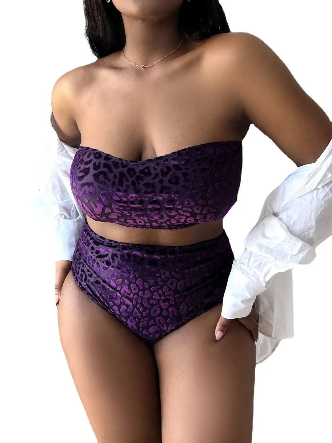 Plus Size Women’s High Waist Split Bikini Swimsuit