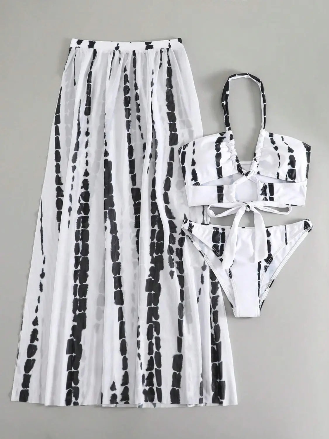 Split Bikini Swimsuit Cross Strap Sunscreen Gauze Skirt