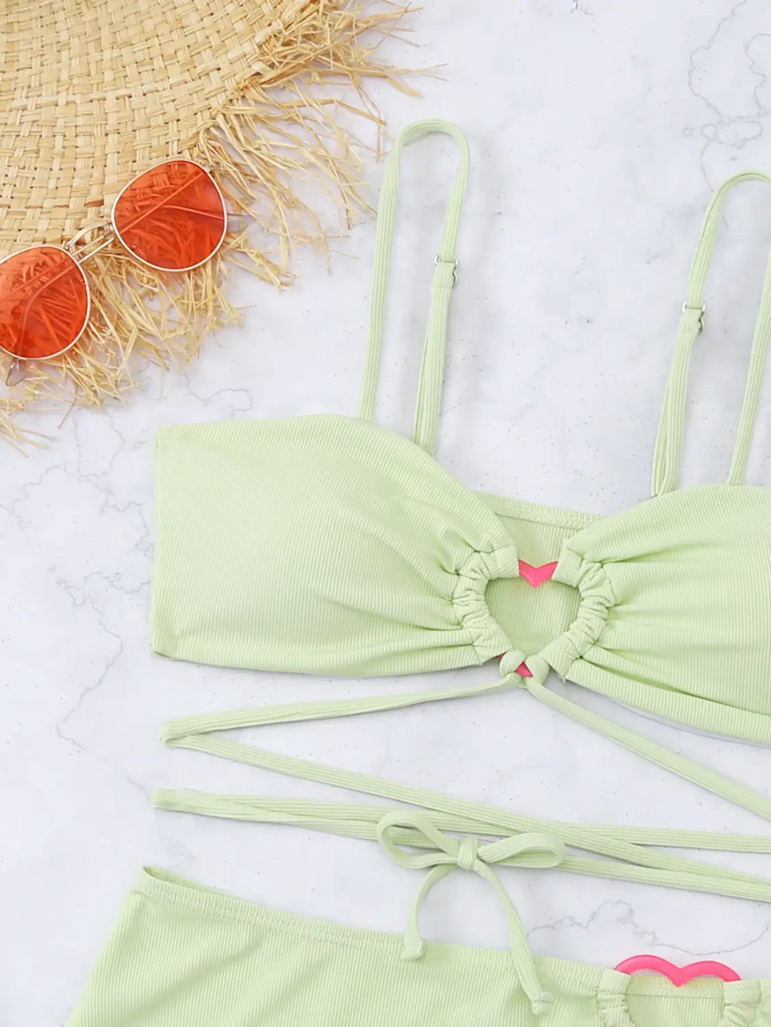 Three-piece Bikini Swimsuit Women’s Lace Heart