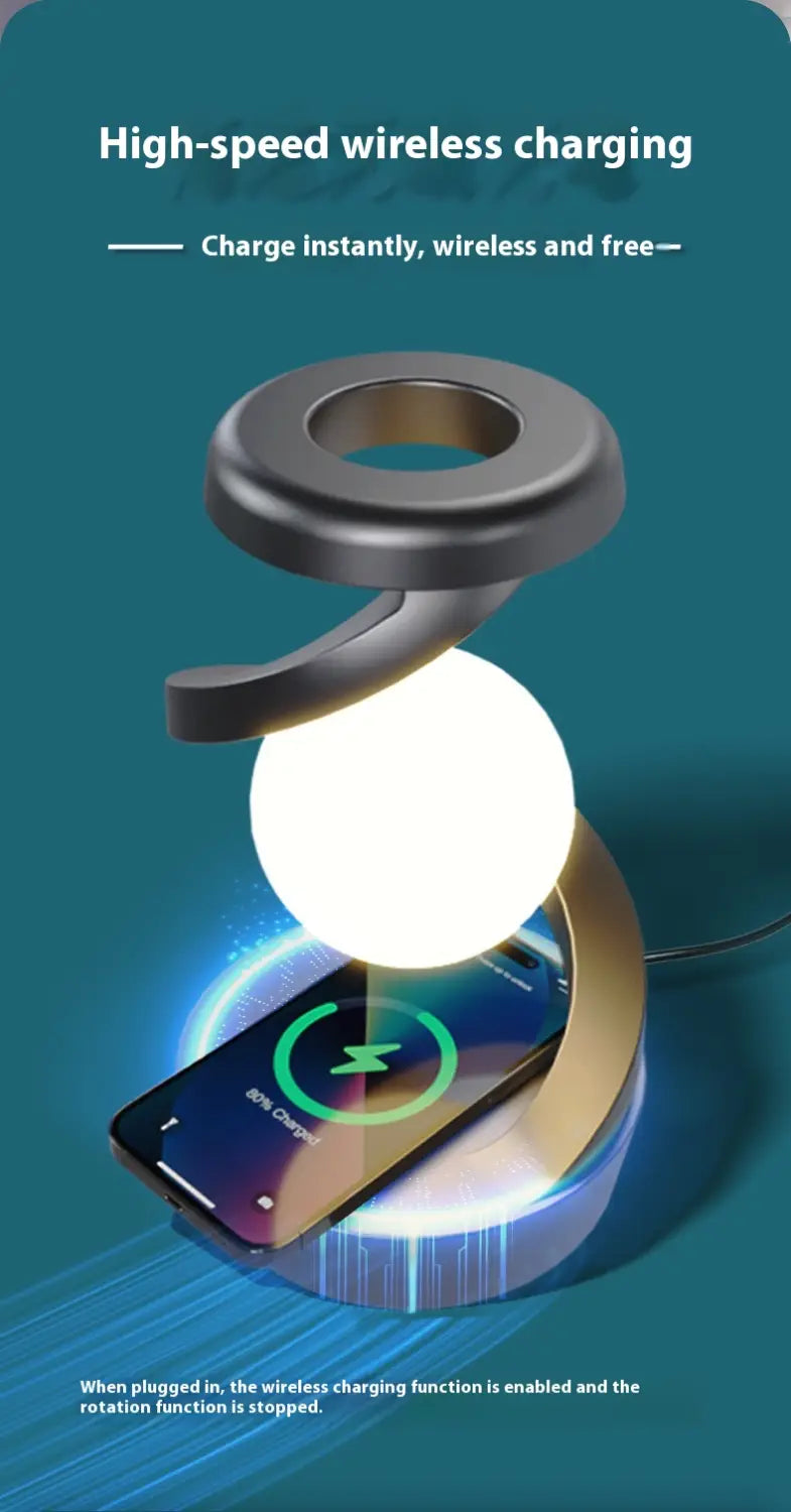 Rotating Suspended Night Light with Stepless Dimming and Soft Illumination