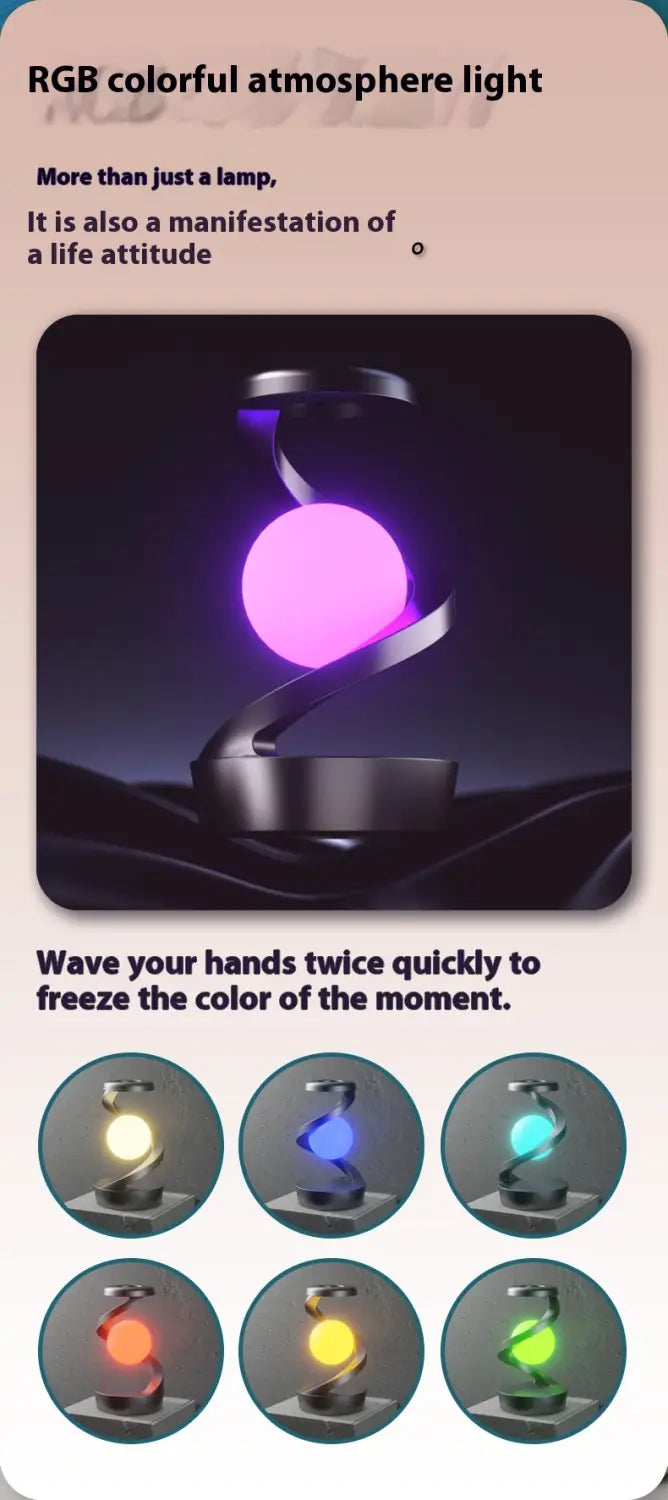 Rotating Suspended Night Light with Stepless Dimming and Soft Illumination