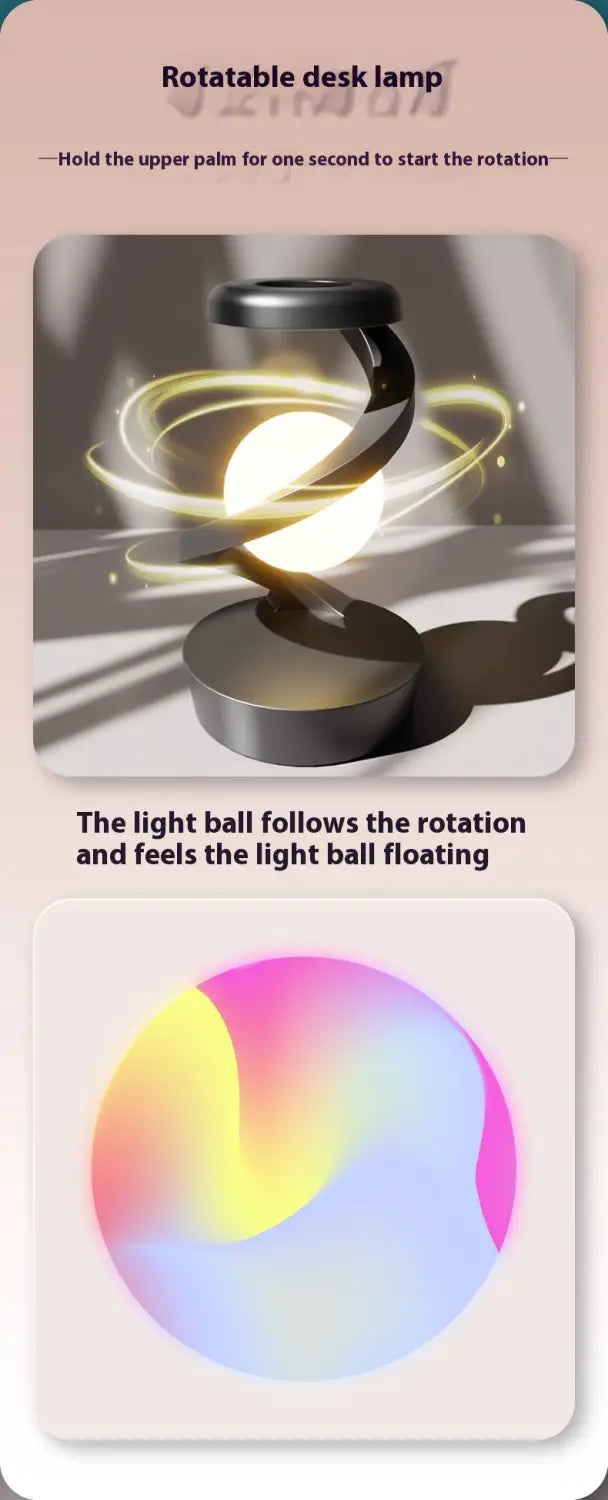 Rotating Suspended Night Light with Stepless Dimming and Soft Illumination