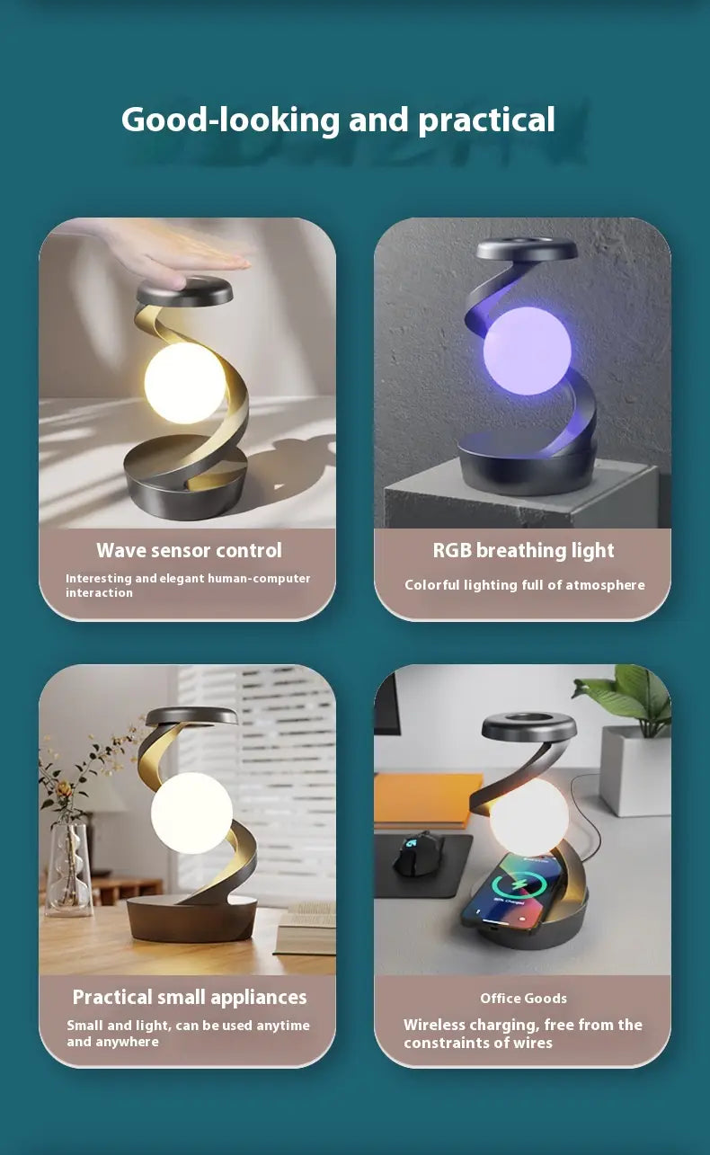 Rotating Suspended Night Light with Stepless Dimming and Soft Illumination