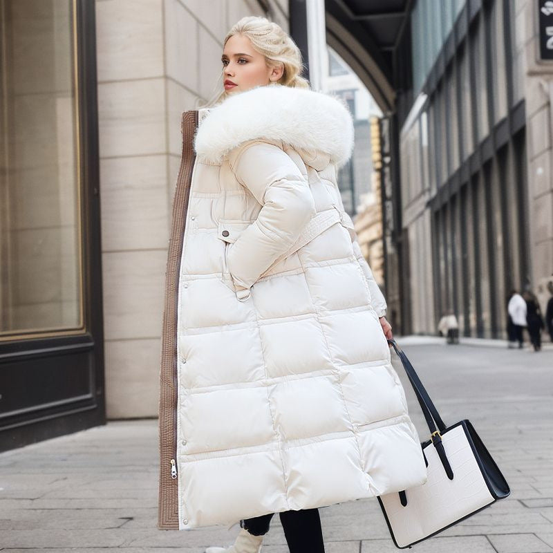 Fur Hooded Belted Winter Slim Long Coat for Women - LauBelle Brand